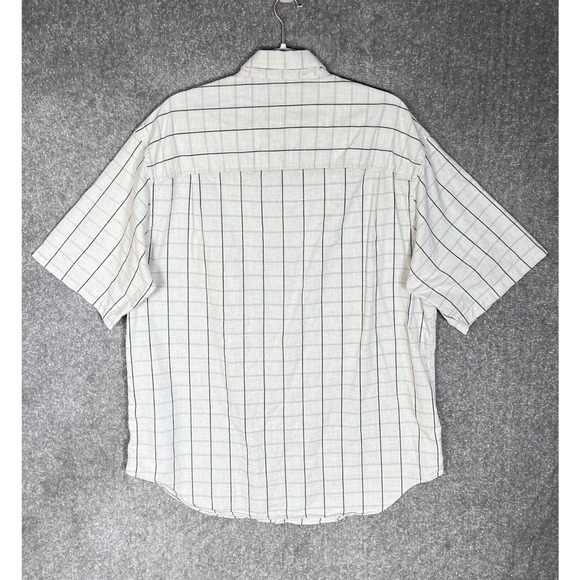 Vintage Murano Plaid Button Up Short Sleeve Shirt Mens Size XL Gray Chest Pocket - Picture 2 of 6